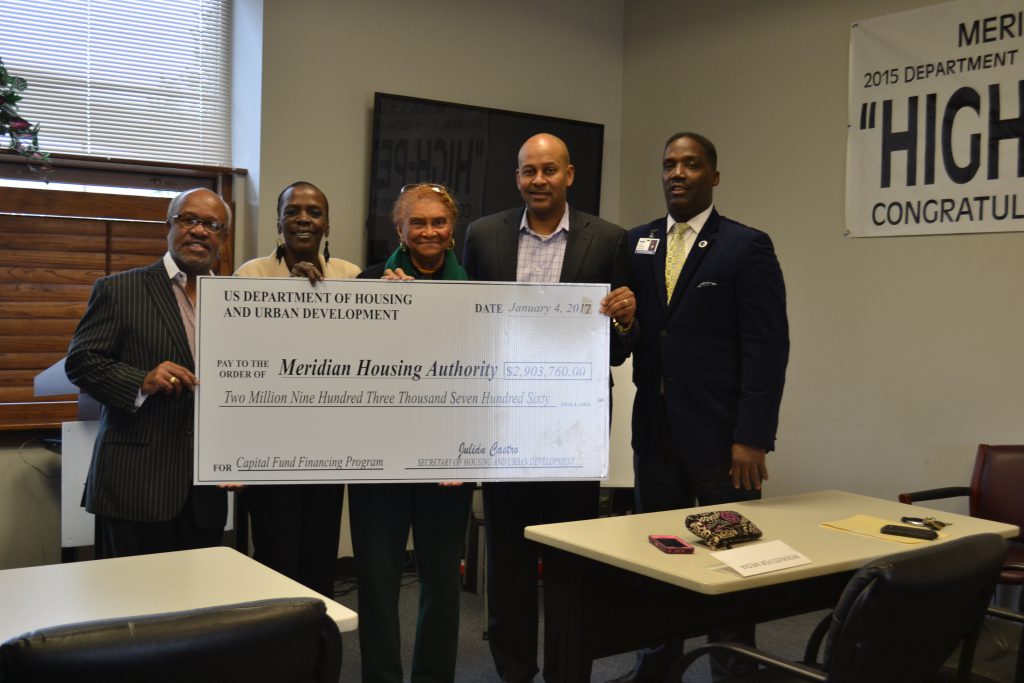 Left to Right: Commissioner, Greg Lane, RAB President, Brenda Griffin, Commissioner, Jeanelle Kidd, Mayor, Percy Bland and MHA Executive Director, Ronald J. Turner, Sr.